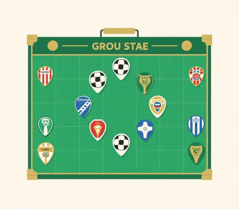 分組形勢與球隊清單示意圖